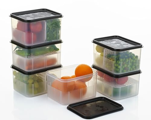 Image of Xiran Fridge Storage Containers, Storage Box for Kitchen, Refrigerator Organizer Containers, Kitchen Storage Box, 2 Partition, Fridge Storage Boxes, Pantry Organization (Pack of 6, 2300Ml)