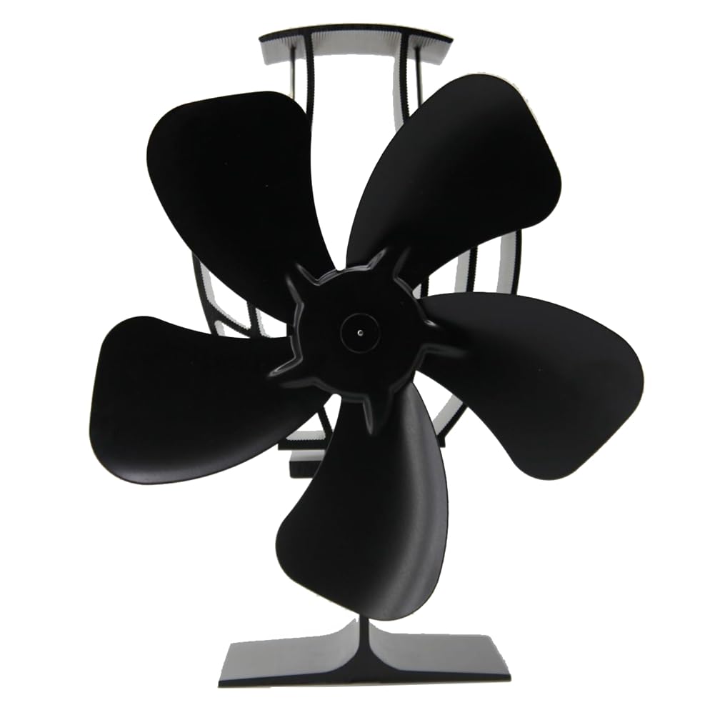 Vjsujehgy Wood Stove Fan 5-Blade Heat Powered Stove Fan for Wood/Log Burner Fireplace Fan Efficient Heat Distribution