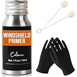 Calvana 1 fl.oz Windshield Primer, Urethane Primer for Automotive, Promotes Adhesion of Polyurethane Sealants, UV Resistant, Fast Drying, with 1 Pair Gloves, 2 Applicator Sticks, Black
