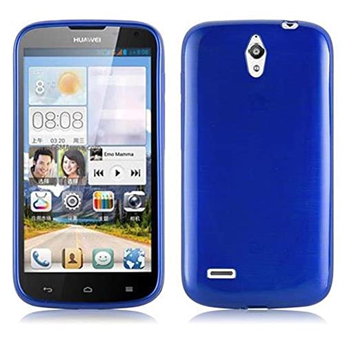 Cadorabo Hülle kompatibel mit Huawei Ascend G610 Schutzhülle TPU Silikon Hülle Brushed Design Slim Kratzfest Weiche Gummi mit R&umschutz Hülle Hülle für Huawei Ascend G610 in Blau