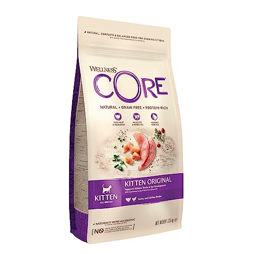 Wellness CORE Kitten Original, 1.75kg, Turkey & Chicken, Kitten Dry Food, All-Natural, Grain-Free, High Meat Content, Protein-Rich, Supports Brain & Eye Development