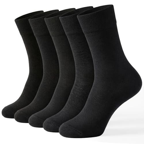 Image of Josnown Crew Socks for Women, Thin Cotton Casual Soft Aesthetic Womens Socks 5 Pairs