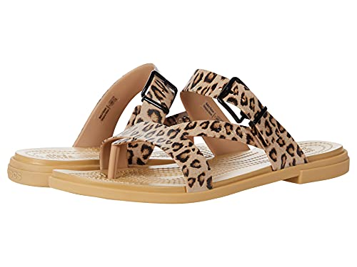 Image of Crocs Women's Tulum Toe Post Sandals, Leopard /Tan, 4