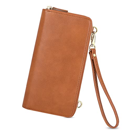 Nuoku Wallet For Women Credit Card Holder Cell Phone Purse Sofa Pu Leather Wallet With Rfid Blocking Clutch Wristlet, Brown #TOP12