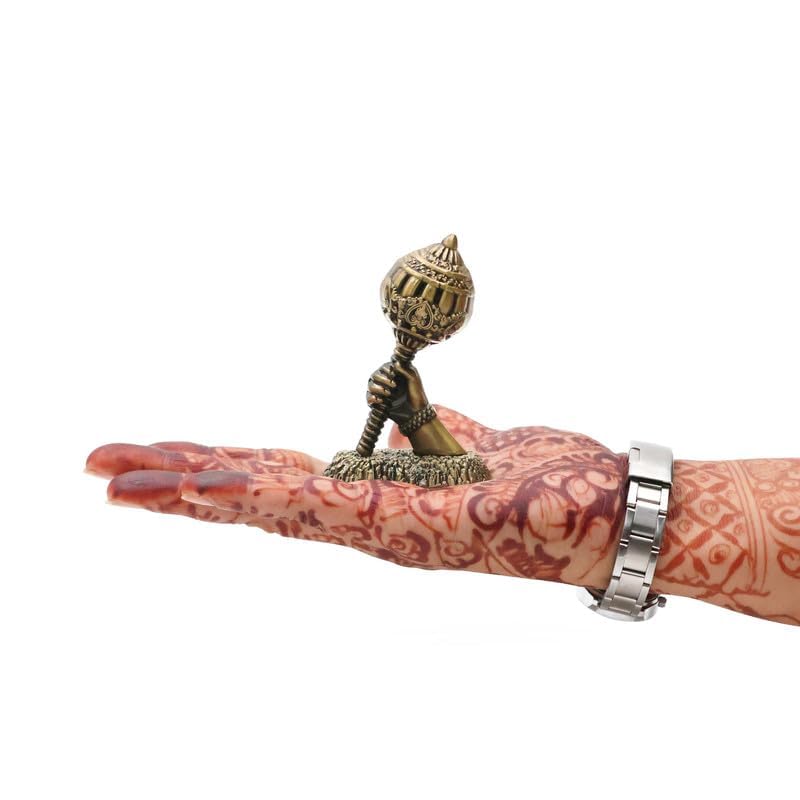 Yoshiva Metal Lord Hanuman Idol with Golden Gada, 7.5 cm Bronze - Image 7