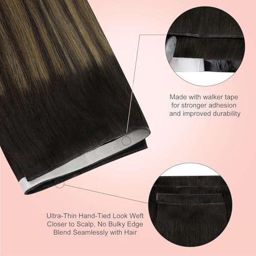 Image of Easyouth 90g Tape in Weft Hair Extensions Human Hair Balayage, Invisible