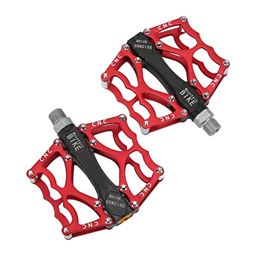Mountain Bike Pedals Aluminum Alloy High Speed Bearing Lightweight Non Slip Bike Flat Pedals Red Pair2