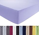 ENTSPANNO Jersey-Luxus-Spannbettlaken 180 x 200 | 200 x 200 | 200 x 220 cm für Wasser- und Boxspringbett in Flieder aus Baumwolle. Spannbetttuch mit Einlaufschutz, bis 40 cm hohe Matratzen