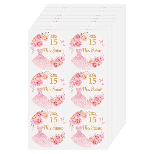 60 Pcs Mis Quince Stickers,Mis 15 Años Stickers for...