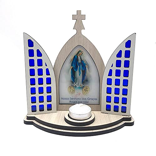 Capela Oratório Vitral Nossa Senhora das Graças Com Porta Vela