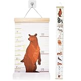 Toise Murale Enfant avec Motif Dessin Animé,195cm x 20cm Bébé Toise Murale à Suspendre Règle,Tableau de Croissance pour Enfant avec Crochet Autocollant,pour Mesure de Hauteur et Décoration Intérieure
