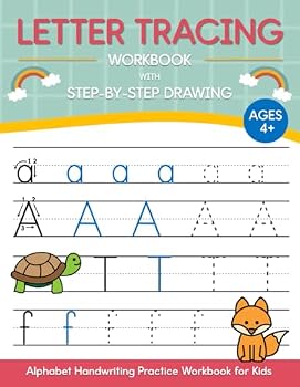 Paperback Letter Tracing Workbook with Step-by-Step Drawing: Alphabet Handwriting Practice Workbook for Kids Book