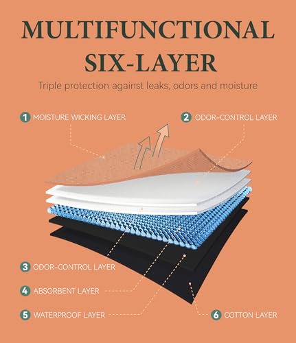 Image of Womens Washable Incontinence Underwear Bladder Leak Proof Odor Control Briefs 56 ml Absorbency Panties 3 Pack (Skin-Brown-Pink, 2XL)