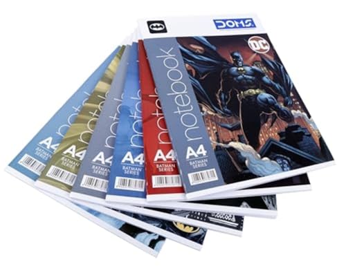 Image of DOMS Single Line Notebook | A4 DC Series| 29.7 X 21 CM | BATMAN Series| Soft cover pinning Binding | 172 Pages | For Students In School & Colleges | Pack of 6