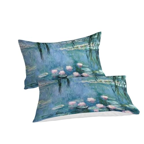 Housse de couette Nénuphars 220x240cm anti-glissement avec fermetures éclair pour lit enfant
