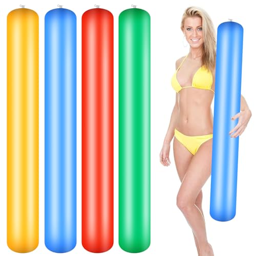 AILUYA 4 fideos de natación para piscina, 105 cm, flotador de fideos inflable para piscina, fideos flotantes, fideos de flotación, duradero, hueco para piscina para niños y adultos para bañarse,