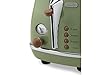 De'Longhi Icona Vintage CTOV 2103.GR – 2-Schlitz-Toaster mit Brötchenaufsatz, Toaster mit 6 Bräunungsstufen, Auftau- & Aufwärmfunktion, aus Edelstahl in elegantem Retro Look, grün
