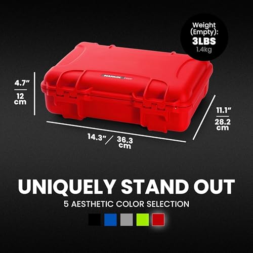 Image of NANUK 910 Hard Case with Customizable Cubed Foam, IP67 Waterproof, Dustproof and Impact Resistant, 14.3 inch x 11.1 inch x 4.7 inch, Rugged Construction for Ultimate Protection, Made in Canada - Red