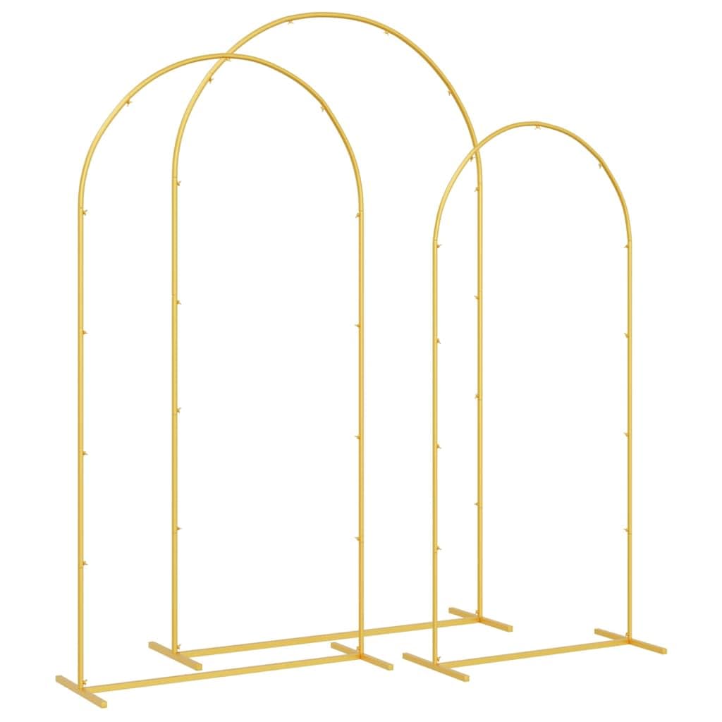 Solivagant Hochzeitsbogen 3 pcs Gold Stahl, Garten Balkon,Gartenbauten,Rosenbögen, Gitter Pergolen, 7.25 kg-42023038