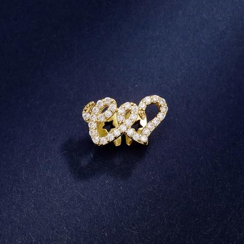 Gold Double Love Copper Micro-Inlaid Zircon Hip-Hop Braces Teeth Grills Tooth Decoration Personality Trend4