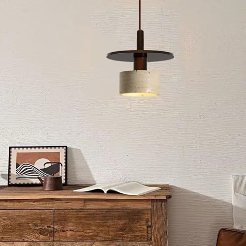Lámpara de travertino amarillo con difusión de luz cálida ambiental 5