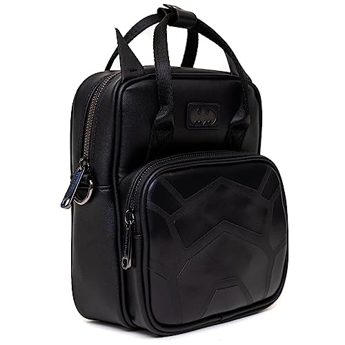 DC Comics Bag, Crossbody, Batman Embossed Armor Texture Black, Vegan Leather2