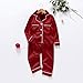 Mens Satin Pajamas Set Fall Fashion Family Christmas Pajamas Matching Sets Silk Satin Xmas Pjs Sleepwear Comfy Long Sleeve Button Down Holiday Loungewear Plus Size Couples Jammies Wine