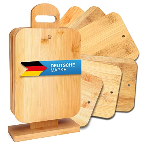 6er Set Bambus Frühstücks-Brettchen Schneidebretter Servier-Bretter...