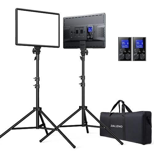 RALENO 2-Pack Photography Lighting with 2.4G Remote, Two 18" 45W Studio Lights for Video Recording, Photography, Live Streaming, CRI 97+ 3200K-5600K LED Video Light with 2 Stands for TikTok, YouTube RALENO 2-Pack Photography Lighting with 2.4G Remote, Two 18" 45W Studio Lights for Video Recording, Photography, Live Streaming, CRI 97+ 3200K-5600K LED Video Light with 2 Stands for TikTok, YouTube