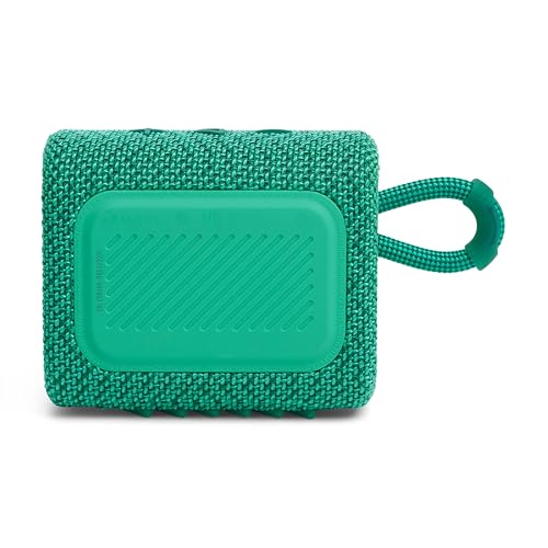 Image of JBL GO 3 Eco - Small Bluetooth Box in green with recycled material - waterproof, portable speaker - up to 5 hours playback time with a single battery charge