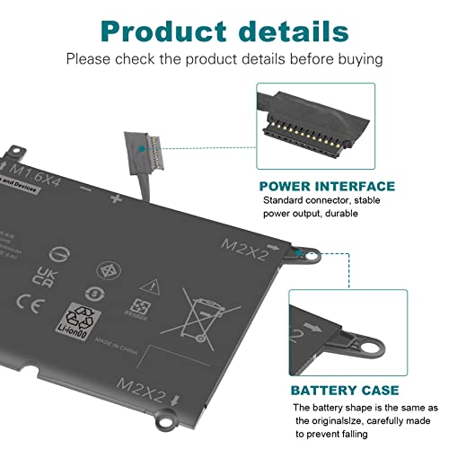 Image of DXGH8 52Wh 7.6V Battery for Dell XPS 13 9370 9380 2019 Inspiron 13 7390 7391 2-in-1 5390 5391 7490 Latitude 3301 E3301 Vostro 5390 5391 Series 0H754V H754V G8VCF G8VCF6C HK6N5 P113G001 P82G P82G001