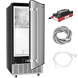 EUHOMY Commercial Under Counter Ice Maker Machine, 85 Lb/Day Auto-Cleaning & 24H Timer,Drain Pump, Stainless Steel Built-in Freestanding Ice Maker, 24 Lb Storage, Perfect for Commercial & Home Use