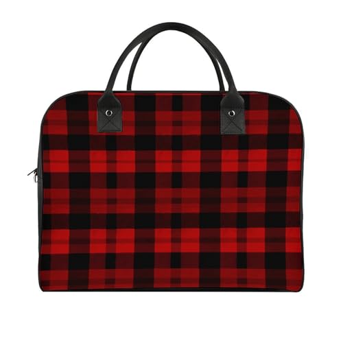 Maletín rojo y negro a cuadros para laptop unisex ligero miniatura 3