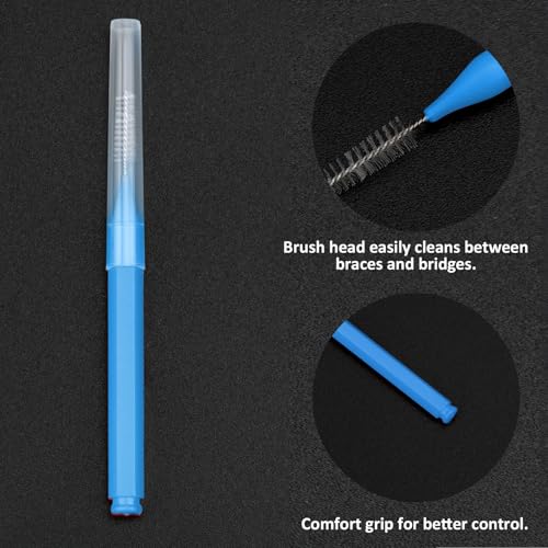 Image of Patelai 100 Pieces Braces Dental Brush for Cleaner Interdental Toothpick Dental Tooth Flossing Head Oral Hygiene Flosser Toothpick Cleaners Tooth Tool(Blue, Grey, White,Various Sizes)
