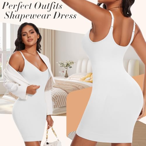Image of Betaven Strapless Shapewear Dress Full Slip Dress for Women Seamless Body Shaper Under Dresses Tummy Control Dress