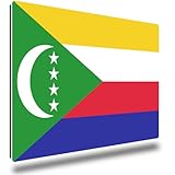TRIOSK Kühlschrankmagnete Länderflaggen Magnet Flagge Komoren Länder Reise Souvenir Geschenk für Reiselustige Frauen Männer Weltenbummler Kühlschrank stark eckig groß 85x55 mm