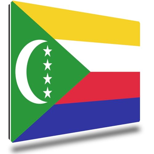 TRIOSK Kühlschrankmagnete Länderflaggen Magnet Flagge Komoren Länder Reise Souvenir Geschenk für Reiselustige Frauen Männer Weltenbummler Kühlschrank stark eckig groß 85x55 mm
