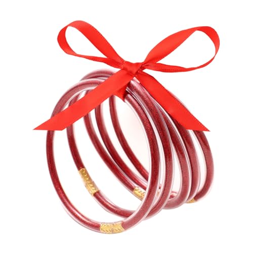 Glitter Jelly Bangles Bracelets Set Colorful Jelly Silicone Bracelets Soft Silicone Glitter Filled Bracelet Holiday Gifts Party Favor Accessories