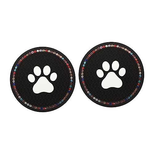 Cabilock 2Pcs Cat Paw Pattern Diamond Coasters for Car Cup Holders Stylish Auto Cup Mats Durable Car Accessories Present for Pet Lovers