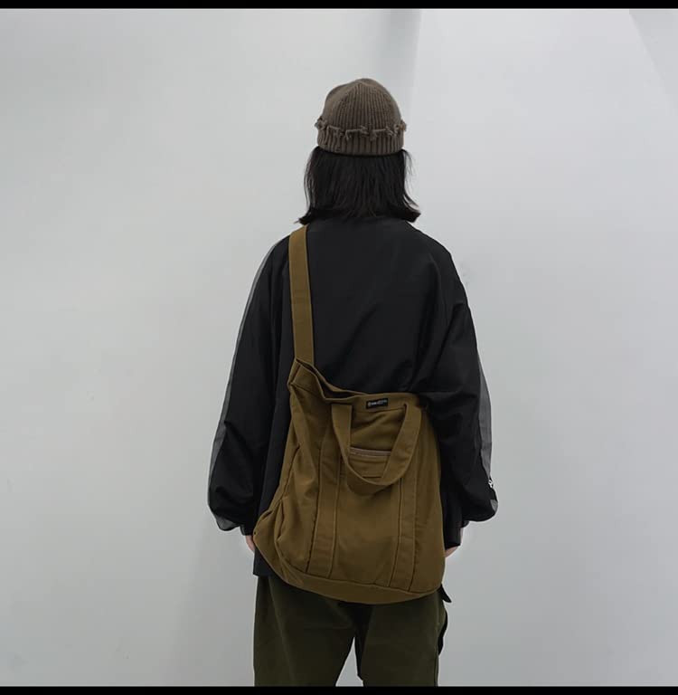 Bolso crossbody vintage de lona gris para mujer miniatura 5