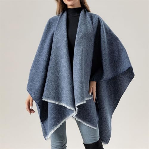 Front Wrap Cardigan Shawl Capes Cross Front Ponchos Stylish Cloak Shawl Fall Winter Wrap,Women Casual Solid Oversized Ponchos3