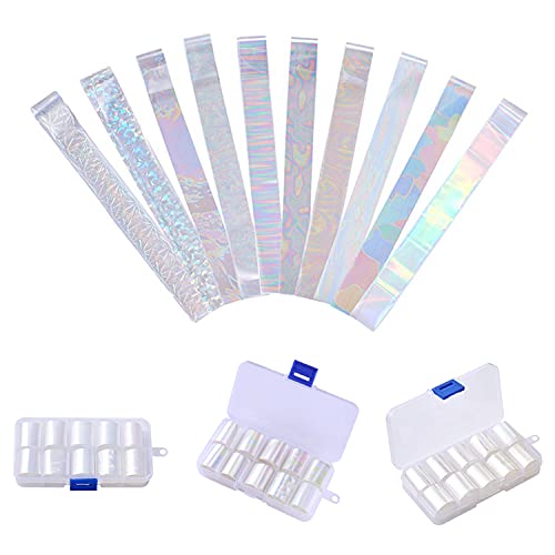 Nail Foil, Danneasy 30 Rolls Holographic Nail Foil Transfer Laser Marbling Print Nail Stickers Iridescent Nail Wraps For Women Diy Nail Art Decorations #TOP4