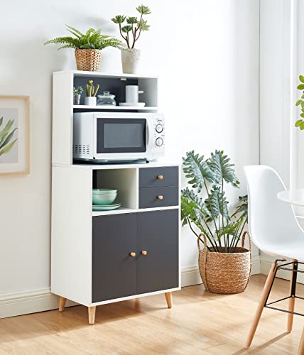 BAÏTA Meuble de Rangement Max, Gris et Blanc, L60cm