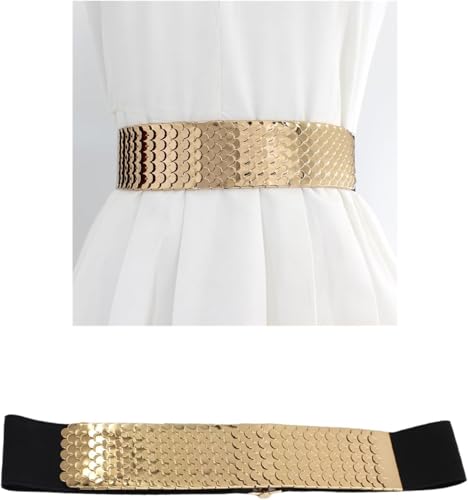 Women Texture Wide Waist Belt Elegant Elastic Rope Waist Belt Women Dress Shirt Wide Waist Corset.Gold2