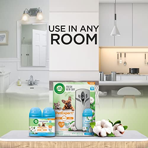 Image of Air Wick Automatic Spray Fresh New Day, 2ct, Pet Fresh Cotton, Air Freshener, Essential Oils, Odor Neutralization