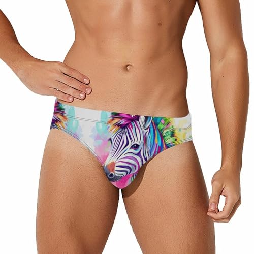 Colorful Zebraes Men's Swim Trunks Briefs Swimsuit Swimwear Bathing for Underwear Beach