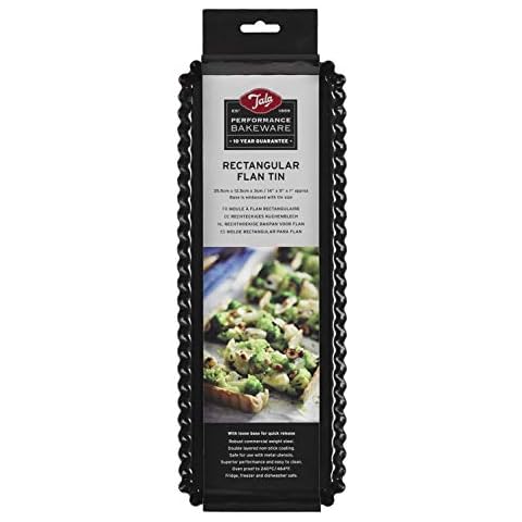 Tala Performance, rechteckige Flan-Backform, hochwertiger Kohlenstoffstahl mit Whitford Eclipse Antihaftbeschichtung, Tortenform, loser Boden, 35,5 x 12,5 x 3 cm Cover