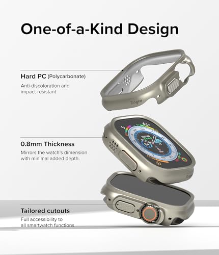 Ringke Slim for Apple Watch Ultra 3/2/1 Case (49 mm) [No More Discoloration / 2 Pack] Lightweight Solid Transparent Cover & Extra Color - Clear + Titanium Gray