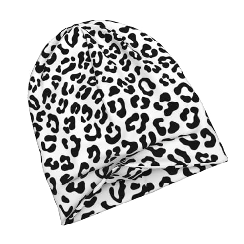 Leopard Print Beanie Chemo Hats for Women Men Cheetah Print Slouchy Cancer Headwear Stretchy Skull Cap Soft Knitted Hat Nightcap Chemo Gifts — view 3