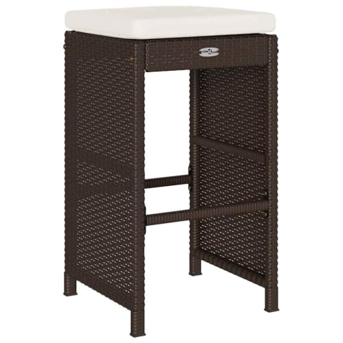 Tabourets de bar jardin résistants aux intempéries en polyrotin marron lot de 2